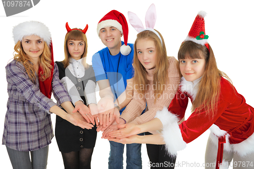 Image of Happy people give one general gift
