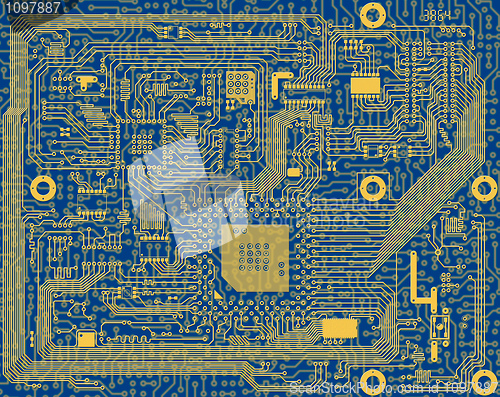 Image of Tech industrial electronic blue circuit background
