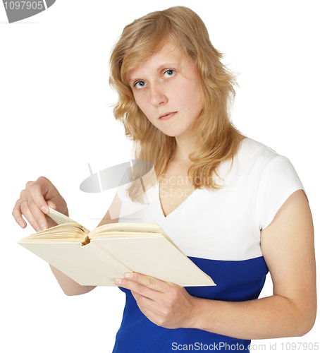Image of Girl reads book isolated on white