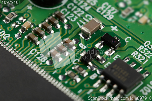Image of Electronic components on motherboard