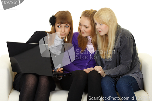 Image of Schoolgirls watching adult sites