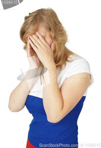 Image of Young woman crying