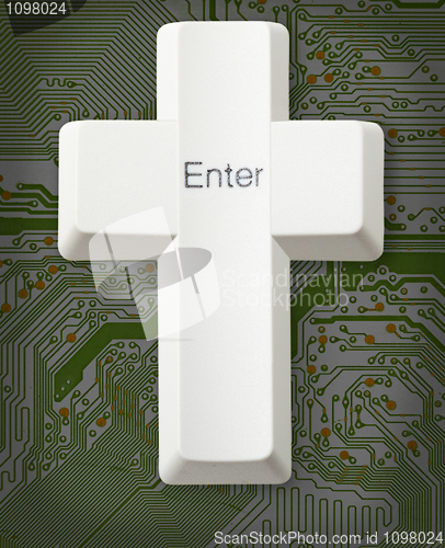 Image of Computer button - Christian cross - Enter