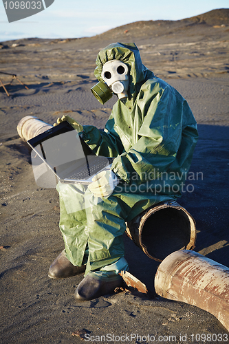 Image of Scientist working with computer - infected area