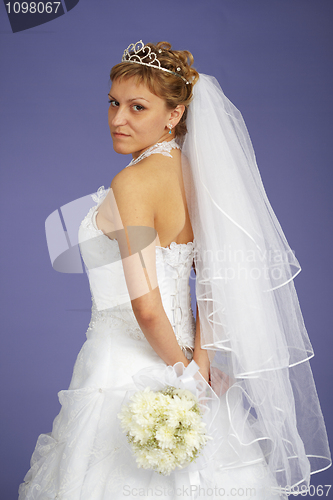 Image of Portrait of bride with bouquet