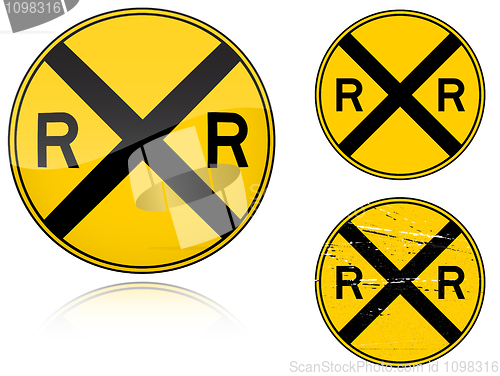 Image of Variants a Level crossing warning - road sign