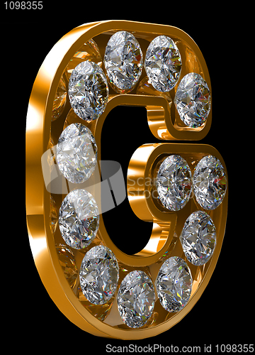 Image of Golden G letter incrusted with diamonds