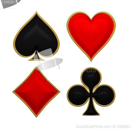 Image of Card suits with golden framing