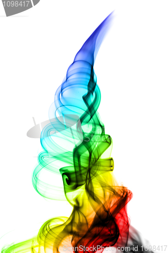 Image of Abstract colored fume swirl on white