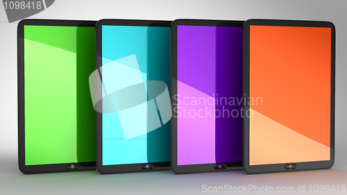 Image of Group of four Tablets PCs with colored displays