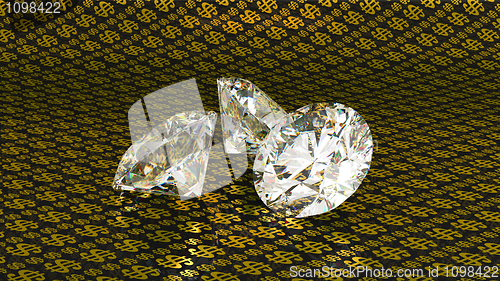 Image of  Large diamonds over golden dollar background