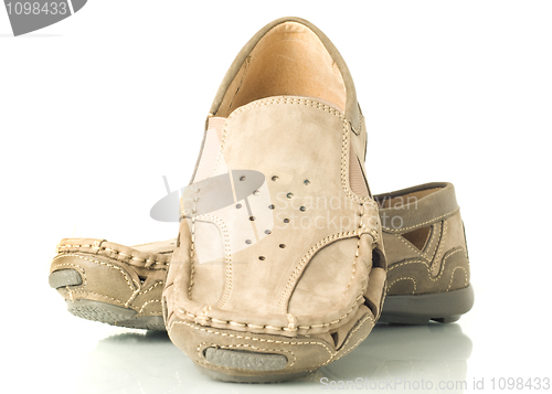 Image of Pair of modern beige moccasins
