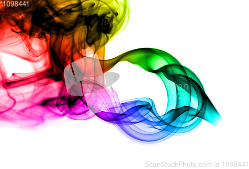 Image of Abstract colorful fume pattern on white