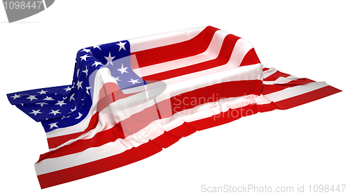 Image of Showcase stand covered with USA flag