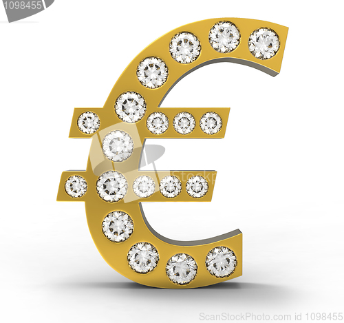 Image of Golden CG Euro symbol incrusted with diamonds