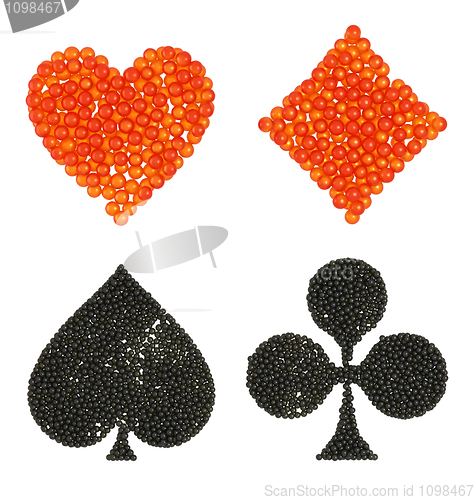 Image of Caviar shaped Card suits