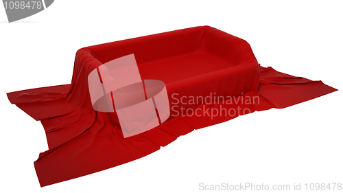 Image of Showcase pedestal covered with cloth