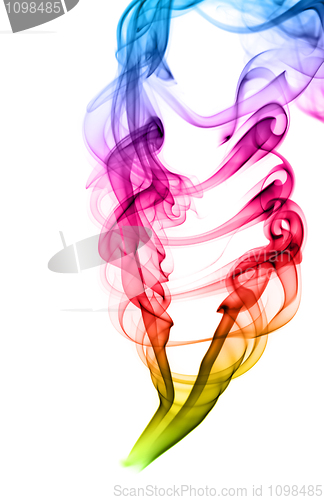 Image of Colored puff of abstract fume on white