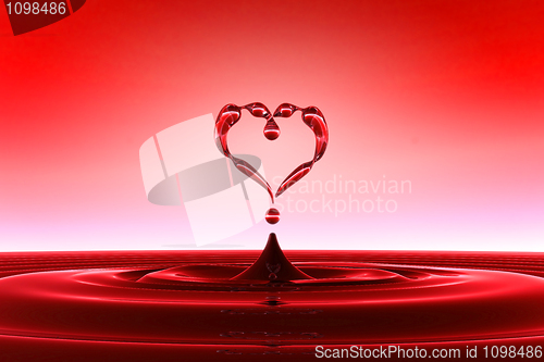 Image of Heart shaped red water drops