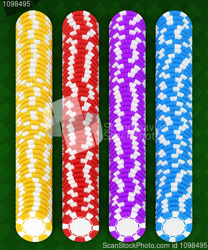 Image of Casino or roulette chips over green