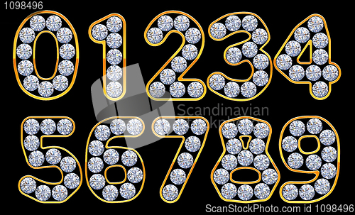 Image of Orange 0 - 9 numerals incrusted with diamonds