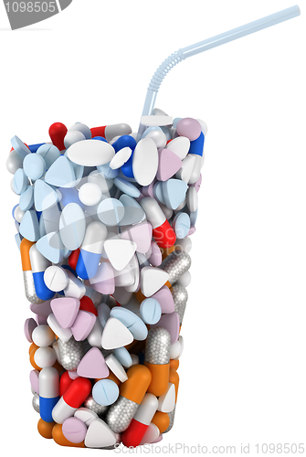 Image of Glass shape assembled of drugs and pills