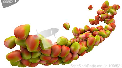 Image of Mango fruits flow isolated over white