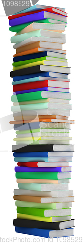 Image of Education and wisdom. Tall heap of hardcovered books