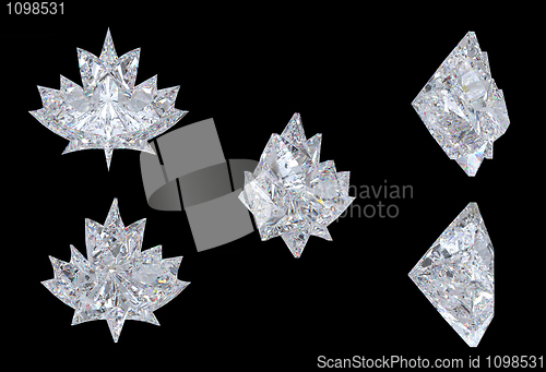 Image of 5 side views of maple leaf diamond