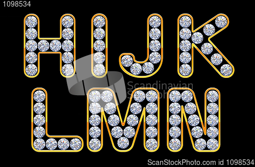 Image of H - N letters incrusted with diamonds.