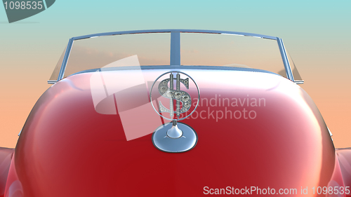 Image of Hood and windscreen of red retro car