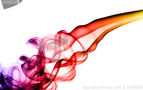 Image of Colorful magic fume swirl on white