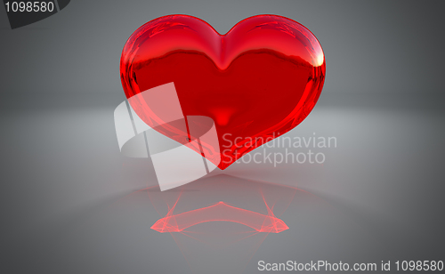 Image of Semitransparent heart shape with reflection