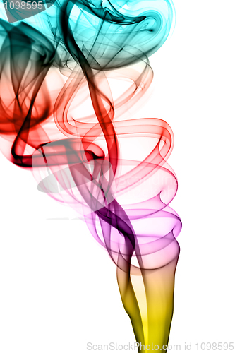 Image of Abstract colored smoke waves on white