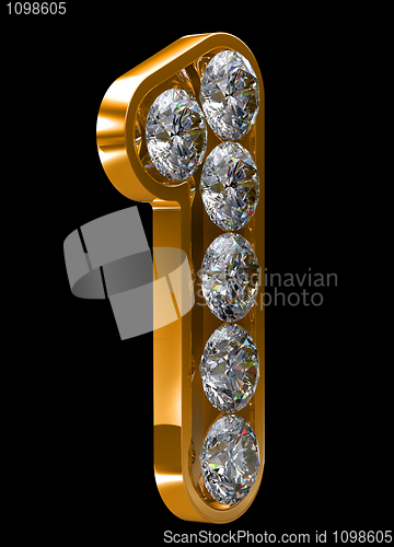 Image of Golden 1 numeral incrusted with diamonds