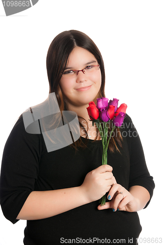 Image of Girl Holding Roses