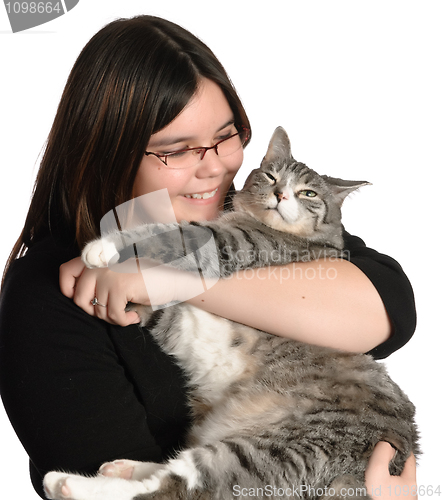 Image of Girl Holding Pet Cat
