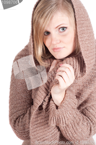 Image of Beautiful woman in cardigan