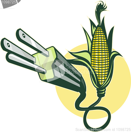 Image of Electric power plug coming out of corn 