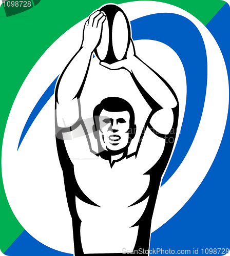 Image of Rugby player throw line-out ball 