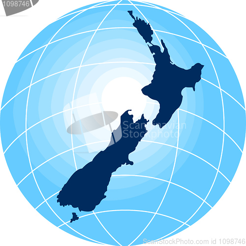 Image of New Zealand with globe 
