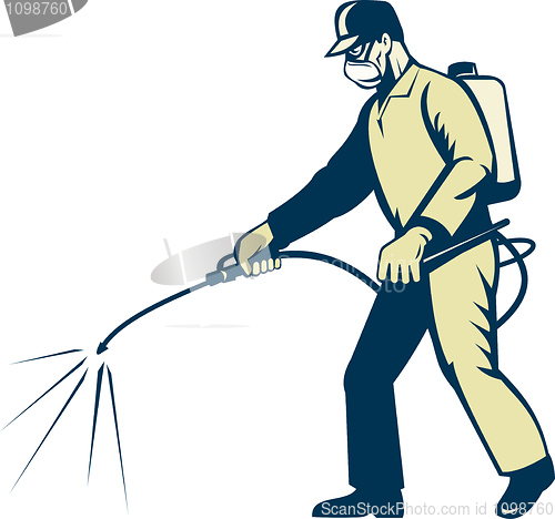 Image of Pest control exterminator worker spraying 