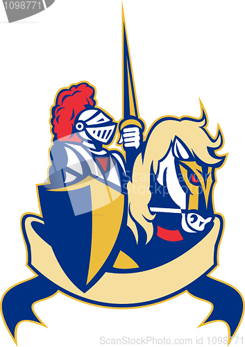 Image of Knight on horse with lance and shield