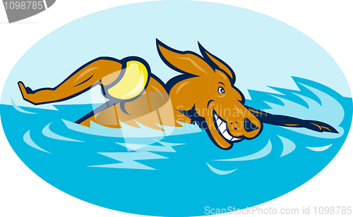 Image of Cartoon dog swimming