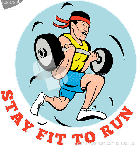 Image of Man running jogging lifting weights 