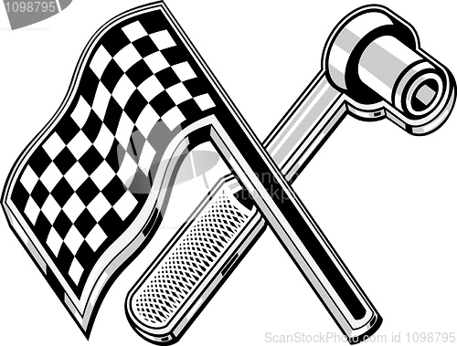 Image of checkered flag with socket wrench