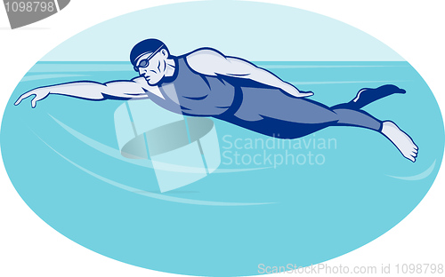Image of Triathlon athlete swimming
