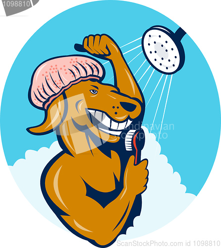 Image of Cartoon dog singing shower