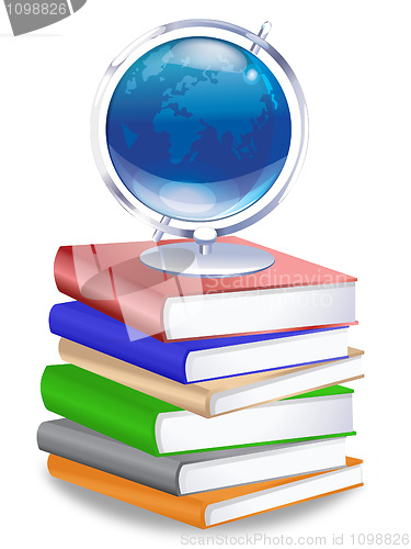 Image of Earth Globe on Stack of Books