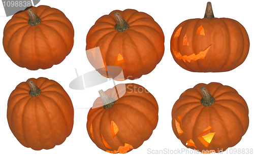 Image of Halloween pumpkins with light inside